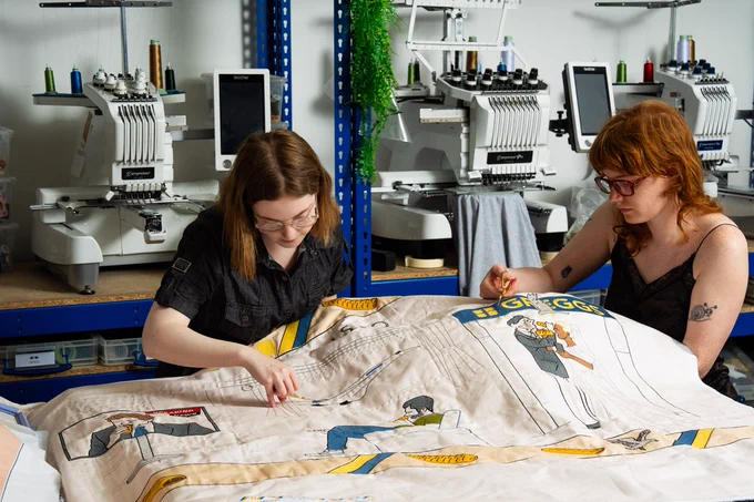 A Greggs themed tapestry