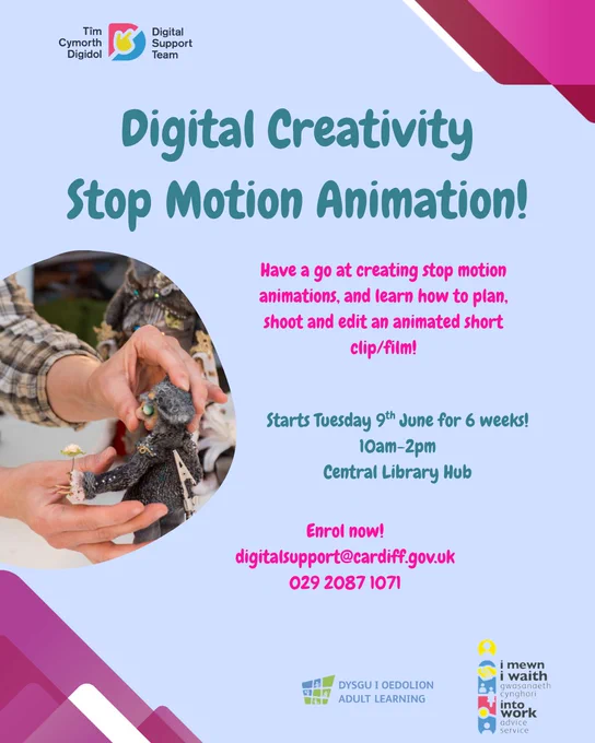 A poster showing information about a stop motion animation course starting in June 2026.