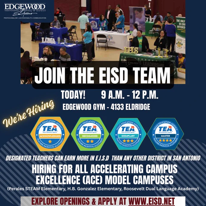 EISD Job Fair June 2, 2026 from 9 a.m. to Noon at Edgewood Gym 4133 Eldridge