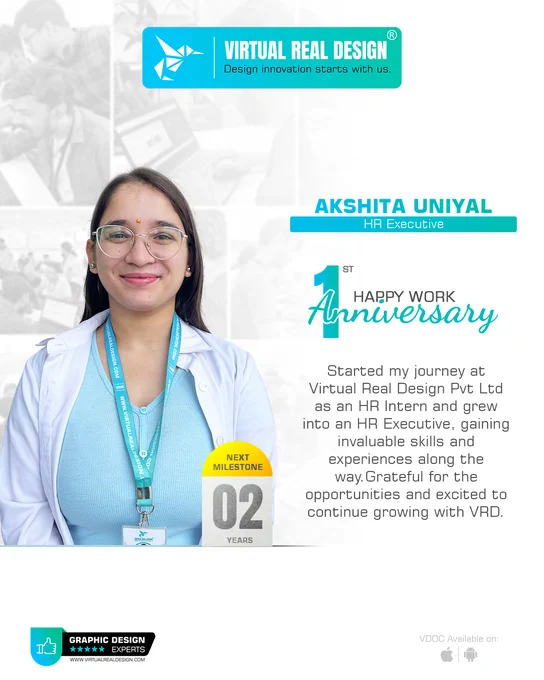 Akshita celebrating her 1st work anniversary at VRD.