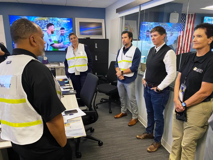 Office Space, FIFA World Cup, team of people working together to help keep fans, visitors, and communities safe. Yesterday, Cal OES Director Caroline Thomas Jacobs visited our team at the FIFA LA Joint Tactical Operations Center and Joint Information Center, where local, state, and federal partners are coordinating in real time to support a safe and memorable World Cup experience across California