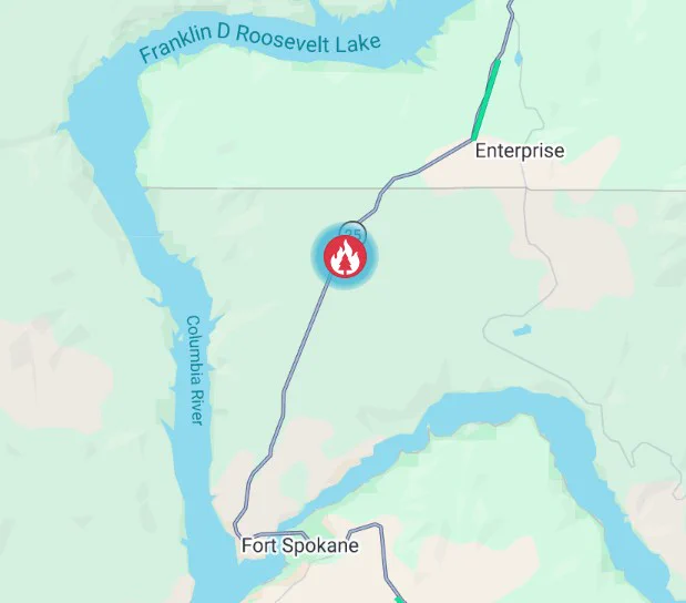 Map showing the location of a fire on SR 25.