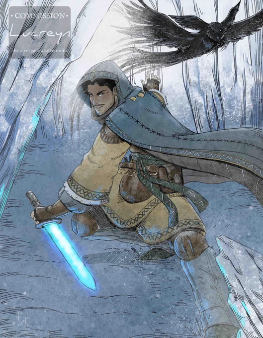 Illustration of a magic warrior