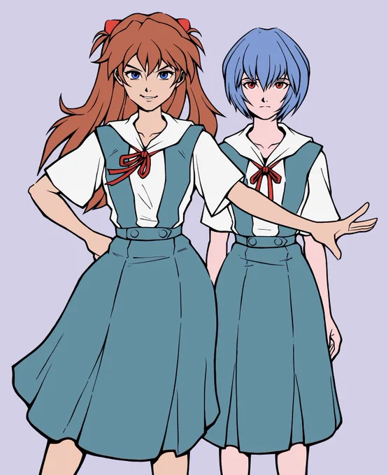 Asuka and Rei flat colors