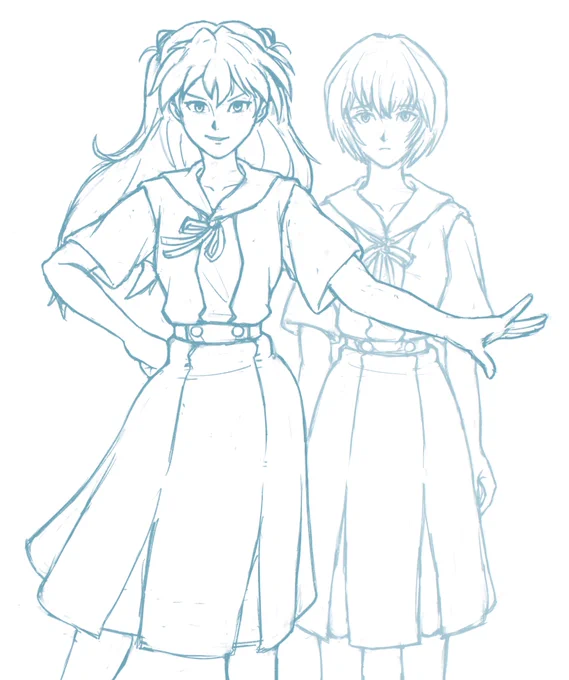 Asuka and Rei sketch
