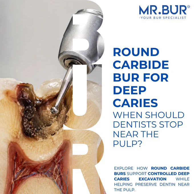 MR.Bur round carbide bur for deep caries removal near the pulp with dental handpiece and multiple bur sizes