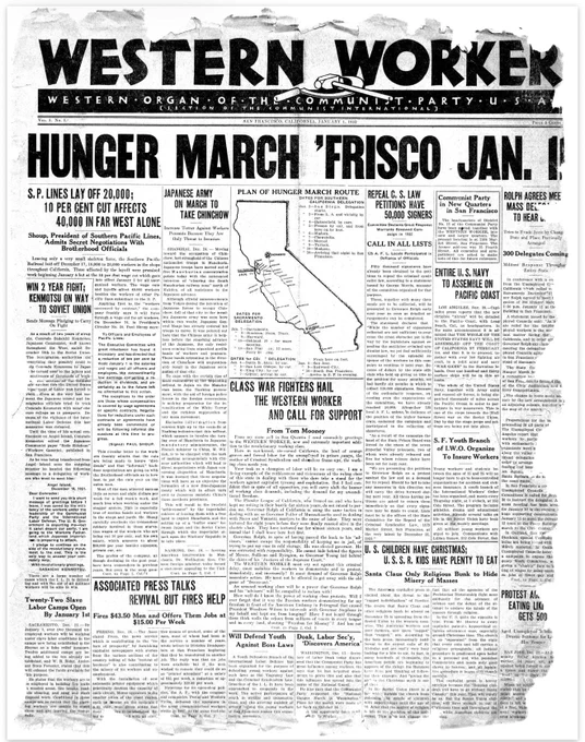 The front cover page of the first issue of Western Worker