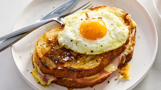 A French Croque Madame sandwich