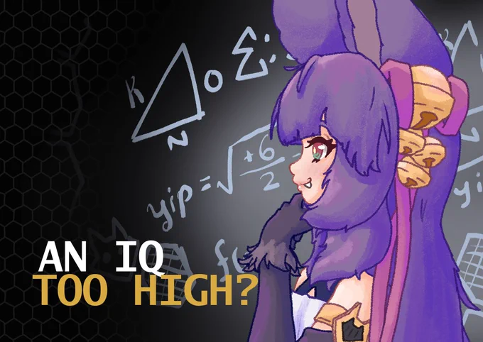 Yuel from Granblue Fantasy looking like she is thinking with the caption "An IQ too high?"