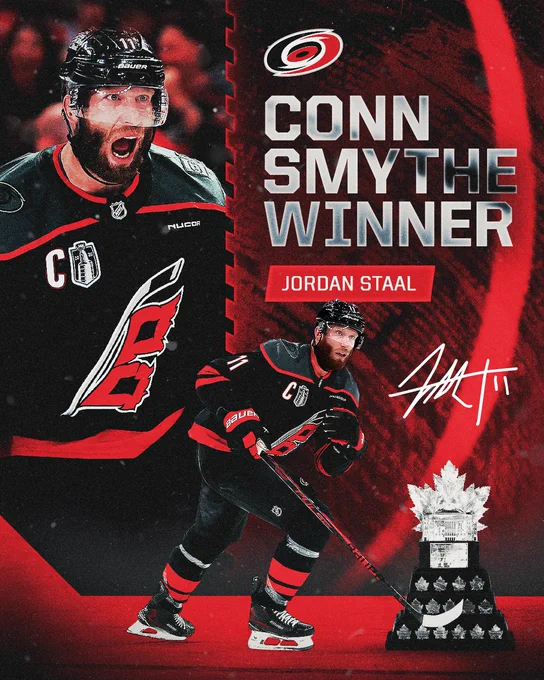 Graphic promoting Jordan Staal as the Conn Smythe Winner 