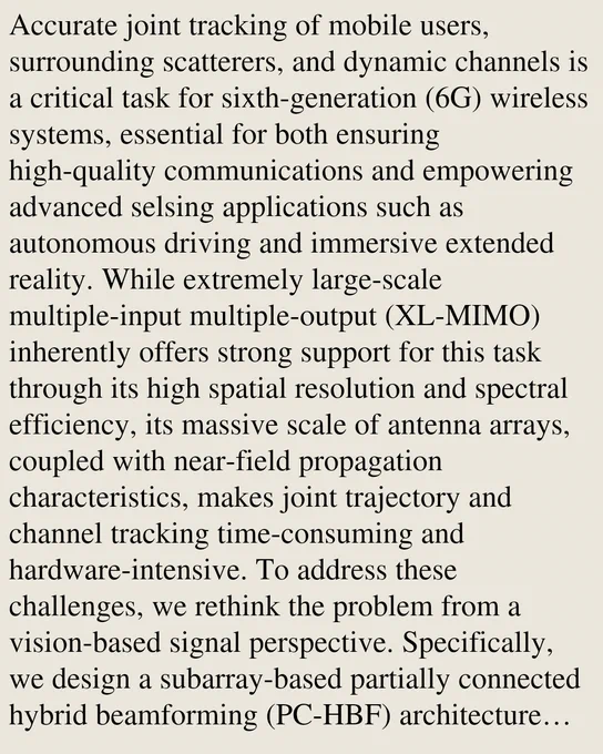 Accurate joint tracking of mobile users, surrounding scatterers, and dynamic channels is a critical task for sixth-generation (6G) wireless systems, essential for both ensuring high-quality communications and empowering advanced selsing applications such as autonomous driving and immersive extended reality. While extremely large-scale multiple-input multiple-output (XL-MIMO) inherently offers strong support for this task through its high spatial resolution and spectral efficiency, its massive scale of antenna arrays, coupled with near-field propagation characteristics, makes joint trajectory and channel tracking time-consuming and hardware-intensive. To address these challenges, we rethink the problem from a vision-based signal perspective. Specifically, we design a subarray-based partially connected hybrid beamforming (PC-HBF) architecture with a tailored time-multiplexed (TM) mechanism. This effectively compensates for the aperture loss caused by limited radio frequency (RF) chains, 