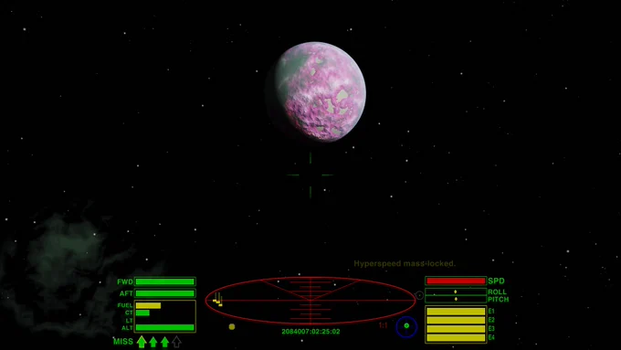 Oolite (2003-2026) - after hyperspace, approaching the planet in the Qutiri system.
