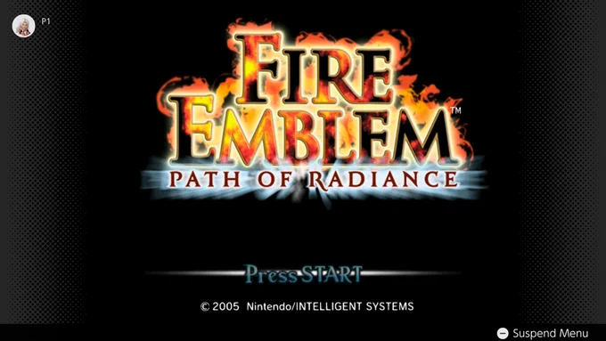Title screen for Fire Emblem Path of Radiance