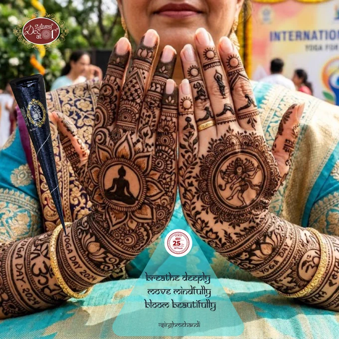 🌿 Breathe deeply - Move mindfully - Bloom beautifully🌿
This intricate mehndi design celebrates the timeless connection between yoga, mindfulness, and artistic expression. 🧘✨

From meditative poses to sacred symbols, every detail reflects balance, inner strength, and harmony. Just as yoga unites the body and mind, mehndi transforms creativity into a meaningful expression of peace and tradition.

This season, let your hands tell a story of wellness, culture, and self-discovery—beautifully crafted with Singh Decorator Mehndi Cone.

#singhsatrangmehandi #bestmehandicone #singh #singhbansuri #satrang #singhdecorator #SinghMehndiCone #InternationalYogaDay #YogaInspiredMehndi #YogaMehndiDesign #YogaArt #MindfulLiving #MeditationArt #InnerPeace #YogaLifestyle #WellnessJourney #SpiritualMehndi #OmDesign #LotusMehndi #TraditionalMehndi #ArtisticMehndi #AestheticMehndi #StylishMehndiDesign #ModernMehndiDesign #HennaArt #HennaDesign #MehndiDesign #MehndiInspiration #MehandiDesign