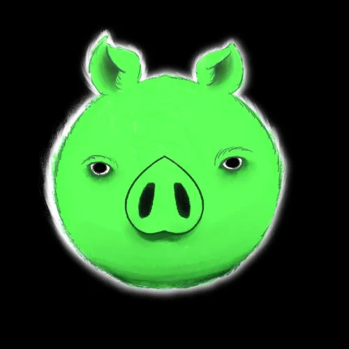 This here is a drawing of the pig from Angry Bird, drawn realisticly