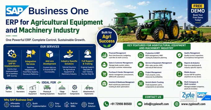 SAP Business One (B1) ERP for Agriculture Equipment and Machinery industry
