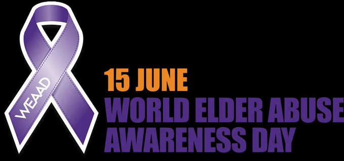 Purple ribbon with the acronym WEAAD on it. To the right of the ribbon there is wording which reads: 15 June. World Elder Abuse Awareness Day (WEEAD). 