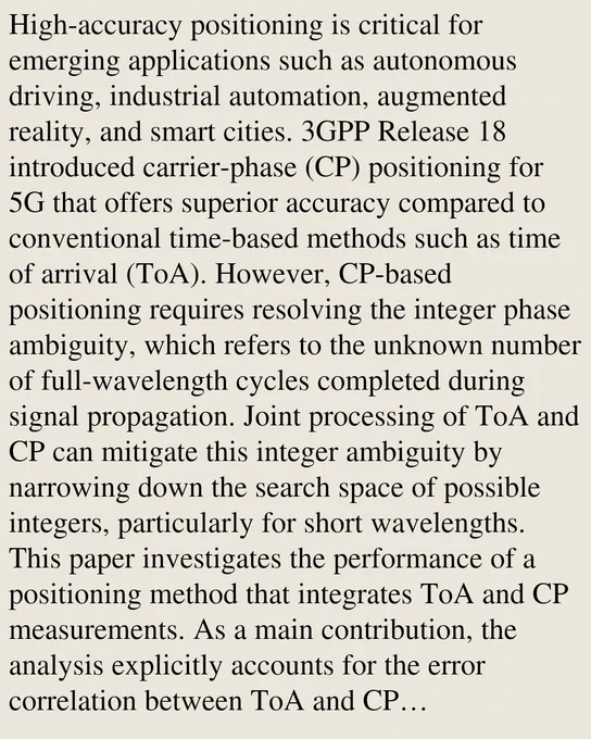 High-accuracy positioning is critical for emerging applications such as autonomous driving, industrial automation, augmented reality, and smart cities. 3GPP Release 18 introduced carrier-phase (CP) positioning for 5G that offers superior accuracy compared to conventional time-based methods such as time of arrival (ToA). However, CP-based positioning requires resolving the integer phase ambiguity, which refers to the unknown number of full-wavelength cycles completed during signal propagation. Joint processing of ToA and CP can mitigate this integer ambiguity by narrowing down the search space of possible integers, particularly for short wavelengths. This paper investigates the performance of a positioning method that integrates ToA and CP measurements. As a main contribution, the analysis explicitly accounts for the error correlation between ToA and CP measurements. Furthermore, the study analyzes the impact of key 5G system parameters on positioning accuracy using this correlation-awa