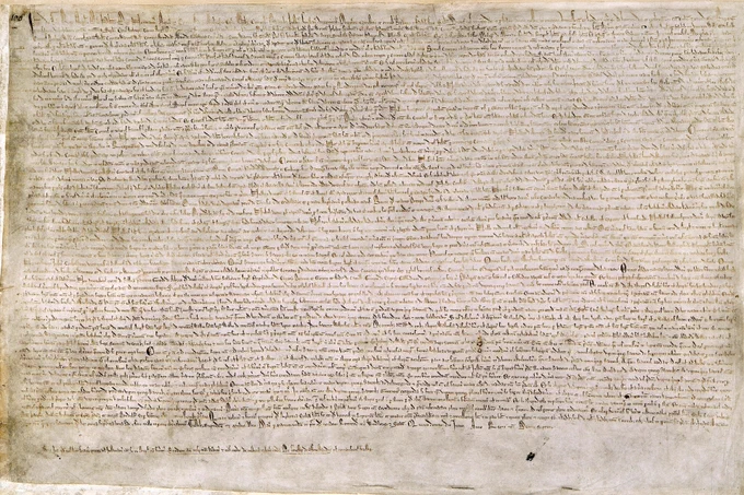By Original authors were the barons and King John of England. Uploaded by Earthsound. - This file has been provided by the British Library from its digital collections. Links to the British Library's website may be broken as the library recovers from a October 2023 cyber attack, and will be updated once material becomes accessible online. For more information on the attack see: https://www.bl.uk/about/cyber-attack It is also made available on a British Library website.Catalogue entry: Cotton MS Augustus II 106, Public Domain, https://commons.wikimedia.org/w/index.php?curid=78606