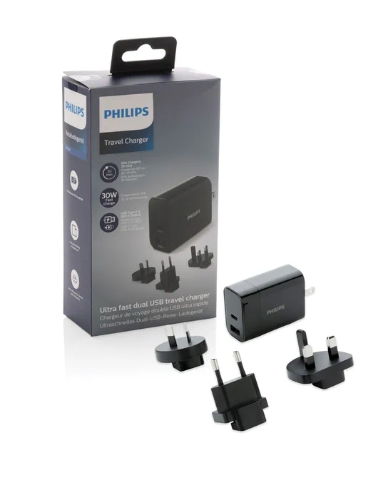 branded travel charger, Philips ultra fast PD travel charger, bounce creative designs