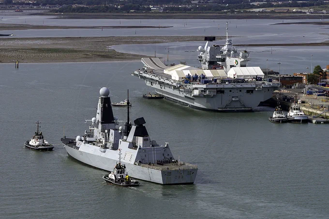 HMS Dauntless arriving Portsmouth Harbour.
