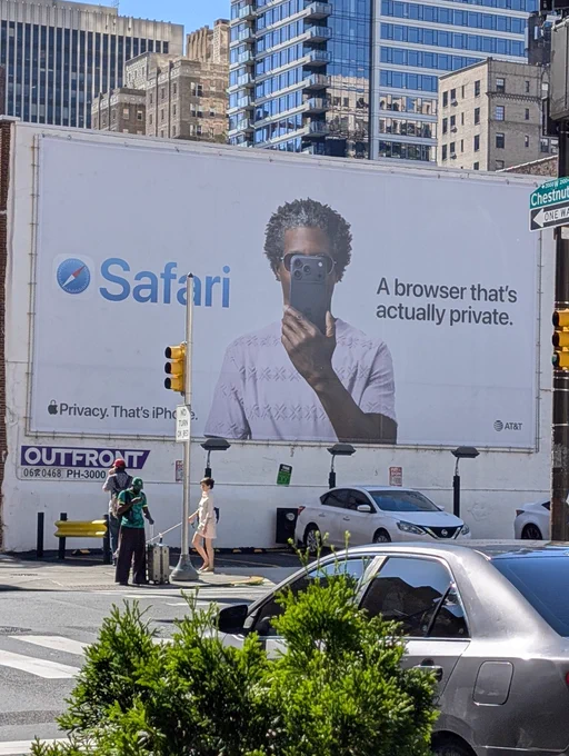 An Apple ad claiming safari is "actually private"