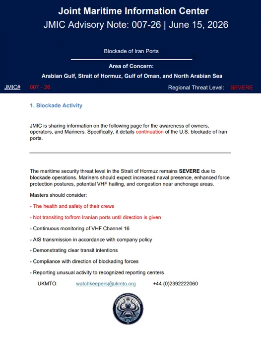 JMIC Advisory Note 007-26 (blockade still in effect) 
