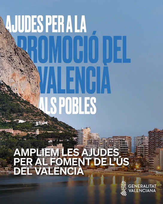 La Generalitat concede las ayudas para la promoción del valenciano en municipios de la Comunitat Valenciana