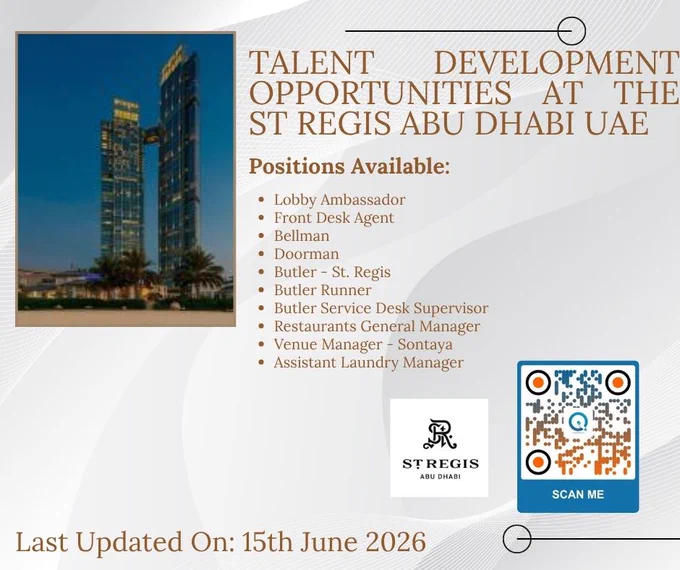 The St Regis Abu Dhabi Hiring Updates for Guest Service Talent UAE

Read More & Apply: https://www.inituban.com/2024/05/join-st-regis-abu-dhabi-team-career.html

The St Regis Abu Dhabi features employment opportunities for experienced candidates across front office and food service teams in Abu Dhabi.

#StRegisAbuDhabi #HospitalityJobs #CareerOpportunities #AbuDhabiCareers #JobVacancies #SkilledProfessionals #WorkInAbuDhabi #HospitalityIndustry #CareerGrowth #JoinOurTeam