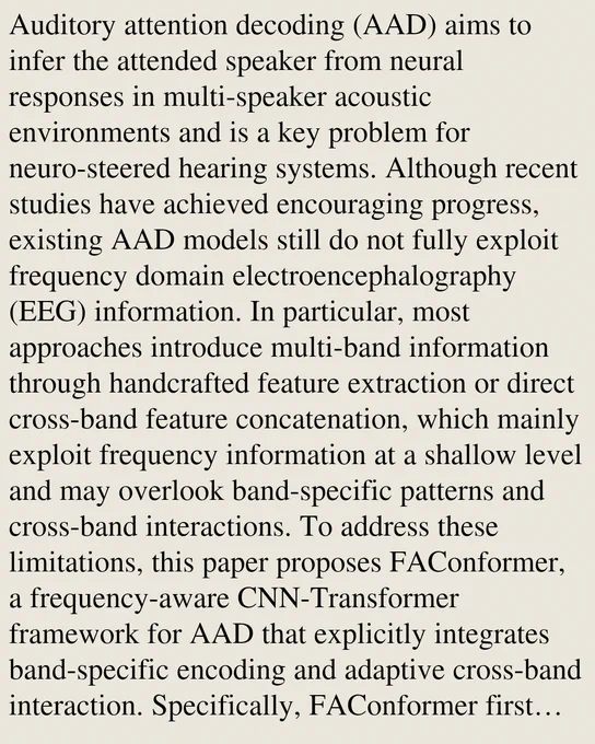 Auditory attention decoding (AAD) aims to infer the attended speaker from neural responses in multi-speaker acoustic environments and is a key problem for neuro-steered hearing systems. Although recent studies have achieved encouraging progress, existing AAD models still do not fully exploit frequency domain electroencephalography (EEG) information. In particular, most approaches introduce multi-band information through handcrafted feature extraction or direct cross-band feature concatenation, which mainly exploit frequency information at a shallow level and may overlook band-specific patterns and cross-band interactions. To address these limitations, this paper proposes FAConformer, a frequency-aware CNN-Transformer framework for AAD that explicitly integrates band-specific encoding and adaptive cross-band interaction. Specifically, FAConformer first decomposes EEG signals into multiple frequency bands and assigns each band to an independent CNN-Transformer encoder for band-specific m