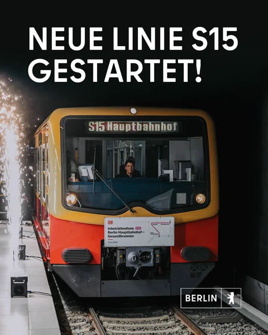 Bild der neuen S15. Text: Neue Linie S15 gestartet!