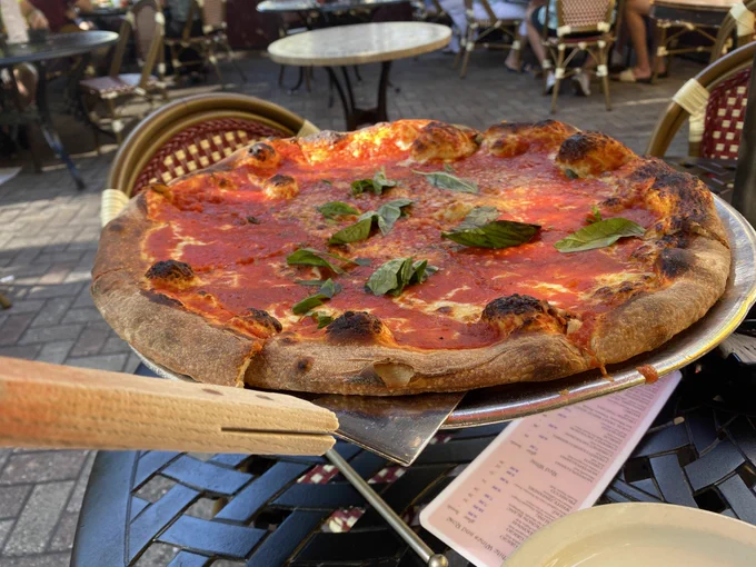 The Margarita pizza with extra sauce at Cristino's Coal Oven Pizza in Clearwater.