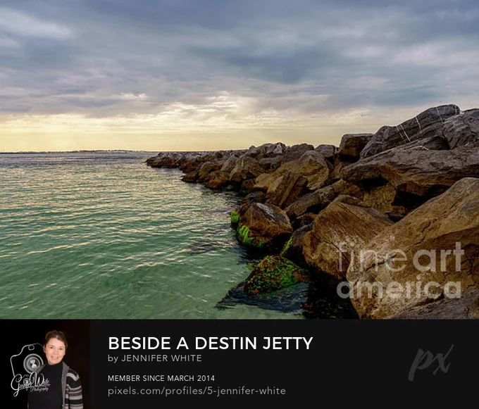 A low-angle perspective beside a large rock jetty at Snorkel Beach along the East Pass waterway in Destin, Florida @FineArtAmerica 
https://5-jennifer-white.pixels.com/featured/beside-a-destin-jetty-jennifer-white.html
#buyintoart #officeart #beachart