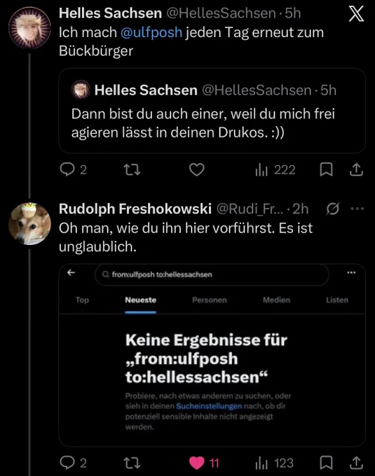 Helles Sachsen Post Ratioed mit 0 Likes, wie immer