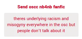 theres underlying racism and misogyny everywhere in the osc but people don’t talk about it

