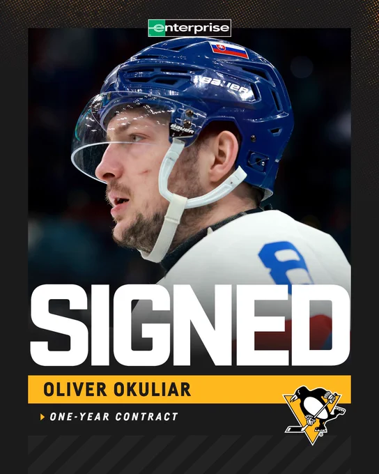 Graphic with photo of Oliver Okuliar and text that reads: "Signed, one-year contract"