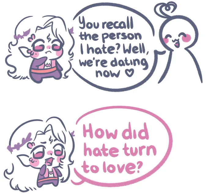 Not sure if I would count annoyance, I am thinking of a great hatred for another that somehow turns into love
