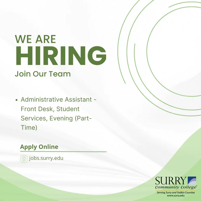 green and white flyer. text reads "We are hiring"