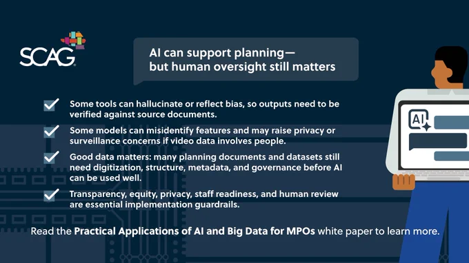 Infographic highlighting AI's role in planning with emphasis on human oversight and ethical considerations.