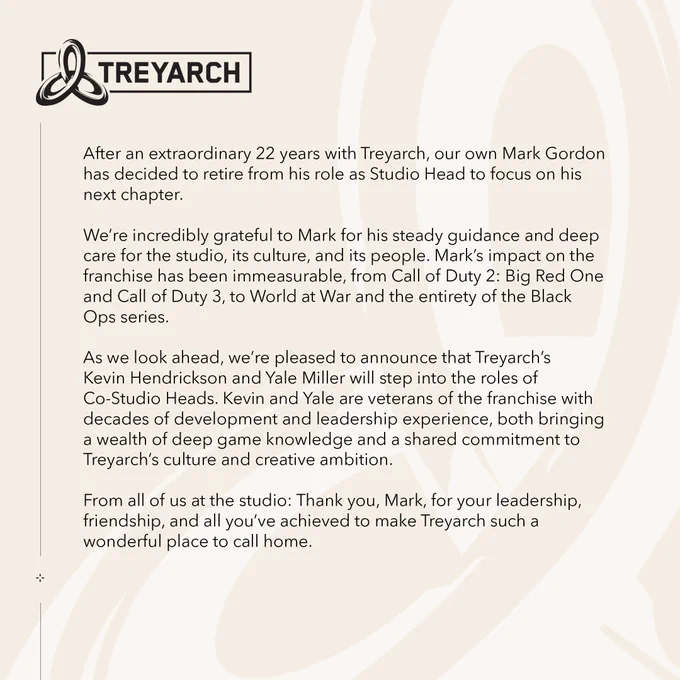 Statement from Treyarch