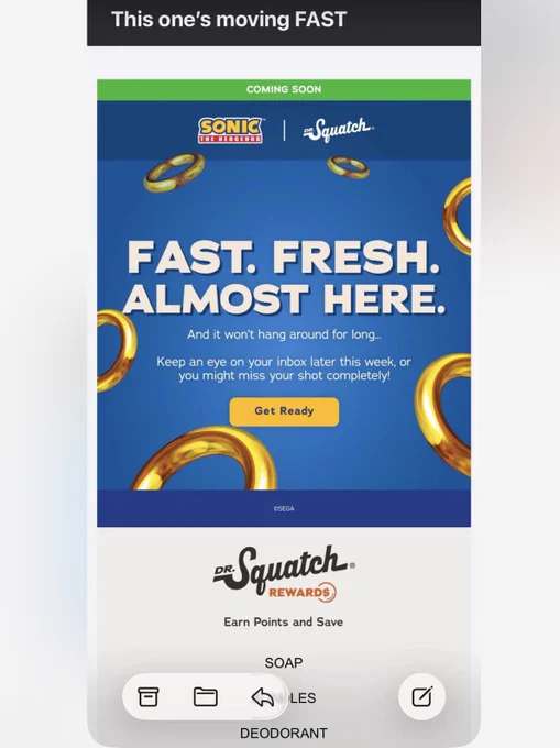 Dr. Squatch Teases Sonic the Hedgehog Collaboration With “Fast. Fresh. Almost Here” Email

