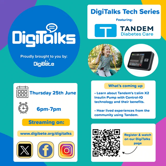 Poster for DigiTalks Tech Series featuring Tandem. Highlighting a live stream on  25th June from 6pm to 7pm