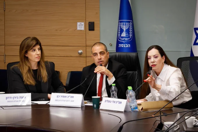 House Committee (center: Committee Chair MK Ofir Katz; right: MK Tally Gotliv)