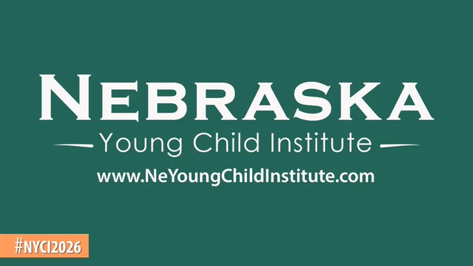 Logo for Nebraska Young Child Institute with website URL on teal background.