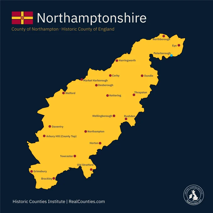 Map of Northamptonshire - from RealCounties.com