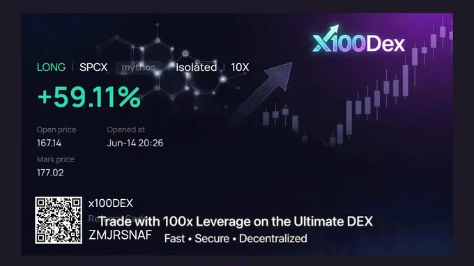 SpaceX ticker levarage x10 long on x100Dex 