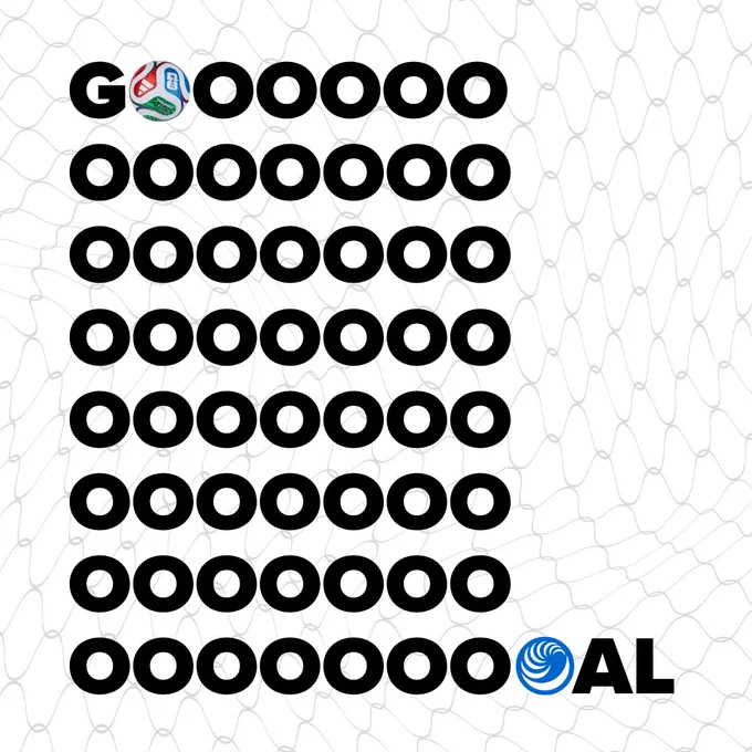 A creative graphic showcasing the word "GOAL" written with multiple rows of large black letters "O" to emphasize excitement. The first "O" features the FIFA soccer ball, and the final "O" is the UWorld logo in blue. The background has a subtle net pattern.
