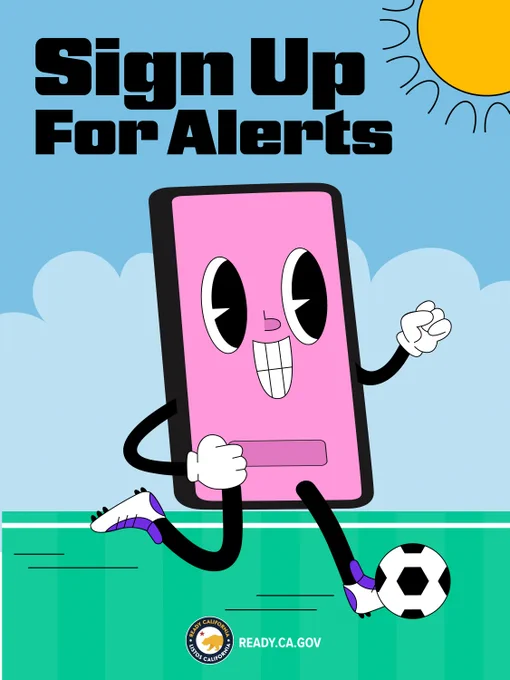 Text reads: Sign up for alerts ready dot C A dot G O V