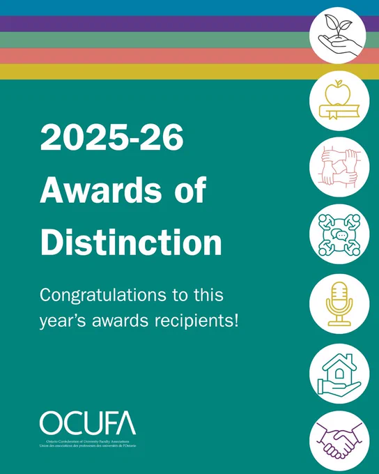 A teal background with a series of icons on the right side representing different awards.