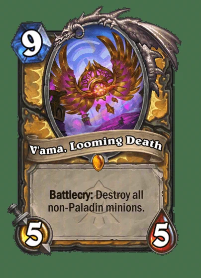 the image shows the card "V'ama, Looming Death"